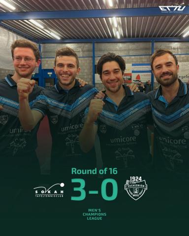 TTC Sokah Hoboken Champions League tafeltennis 3-0 Suchedniow