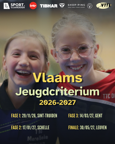 Vlaams Jeugdcriterium Tafeltennis VTTL 2026-2027