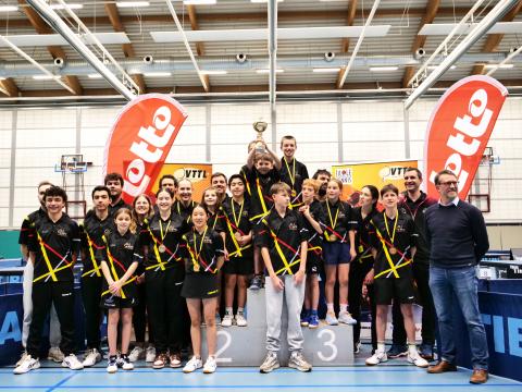 Vlaamse Jeugdkampioenschappen tafeltennis VTTL podium 2025